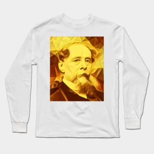 Charles Dickens Golden Portrait | charlles dickens artwork 11 Long Sleeve T-Shirt